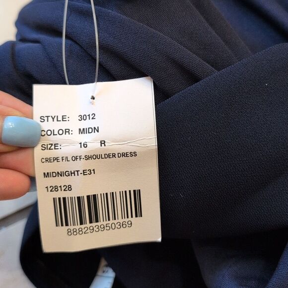 NWT Dessy Collection Dress Criss Cross Back Trumpet Gown Navy Blue 16 - Picture 9 of 12